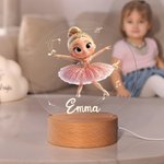 Luce notturna LED personalizzata con base in legno e nome decorazione per cameretta regalo di compleanno per ballerine