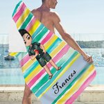 Personalisierte Sommer Floral niedlichen Cartoon Charakter schnell trocknen Oversized Strand Handtuch mit Namen Urlaub Zubehör Geburtstag Geschenk für Familie Freunde