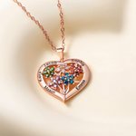 Personalized 1-8 Birthstone Flowers Necklace with Engraved Names Dainty Family Jewellery Birthday Anniversary Mother's Day Gift for Women