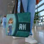 Personalized Cartoon Medical Character Large Tote Bag with Name and Title Gratitude Birthday Gift for Nurse Doctor Medical Staff
