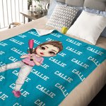 Personalized Multicolor Tennis Cricket Ball Cartoon Character Soft Throw Blanket with 1-11 Names Home Decor Birthday Gift for Sports Lovers