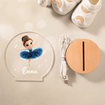 Luce notturna LED personalizzata con base in legno e nome decorazione per cameretta regalo di compleanno per ballerine
