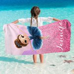 Personalized 3D Cartoon Ballet Girl Quick Dry Oversized Beach Towel with Name Summer Vacation Essentials Beach Pool Party Birthday Gift for Girls
