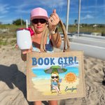 Sac fourre-tout en toile de jute avec nom Accessoires de voyage Cadeau d'anniversaire Cadeau de fête pour les femmes passionnées de lecture