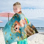 Personlig dykning barn 3D tecknad karaktär överdimensionerad snabbtorkande strandhandduk med namn sommar pool Essentials Party födelsedagspresent för pojkar flickor