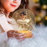 Personalised Cute 3D Cartoon Ballet Girl LED Night Light with Wooden Base and Name Room Decor Competition Reward Birthday Gift for Ballerinas