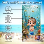 Personlig dykning barn 3D tecknad karaktär överdimensionerad snabbtorkande strandhandduk med namn sommar pool Essentials Party födelsedagspresent för pojkar flickor