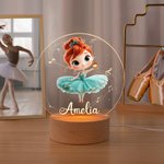 Luce notturna LED personalizzata con base in legno e nome decorazione per cameretta regalo di compleanno per ballerine