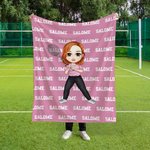 Personalized Multicolor Tennis Cricket Ball Cartoon Character Soft Throw Blanket with 1-11 Names Home Decor Birthday Gift for Sports Lovers