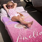 Personalized 3D Cartoon Ballet Girl Quick Dry Oversized Beach Towel with Name Summer Vacation Essentials Beach Pool Party Birthday Gift for Girls