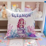 Personalisierter Kissenbezug Kissen im Meerjungfrau-Design mit Cartoon-Charakter Namen Kinderzimmer Schlafzimmer Deko Geburtstagsgeschenk für Mädchen