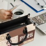 Personalized Leopard Print Cartoon Medical Character PU Leather Tote Bag with Name Nurse Week Birthday Gift for Medical Assistant Nurse Doctor