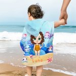 Personalisierte Cartoon Charakter Meer Tier schnell trocknen Hooded Strandtuch mit Namen Pool Essentials Sommer Urlaub Geburtstag Geschenk für Jungen Mädchen