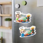 Personalized Cruise Era Cartoon Character Coconut Tree Fridge Magnet with Name Travel Summer Vacation Holiday Gift for Family Friends