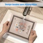 Tapis de Souris Multicolore Personnalisé avec Fleur Nom et Date Style de Timbre Vintage Accessoire de Bureau Cadeau Anniversaire pour Femme Collègue