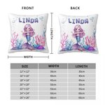 Personalized Fantasy Mermaid Soft Throw Pillow Cover with Name Nursery Bedroom Decor Birthday Gift for Girl Kids