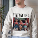 Personalized Retro 1-4 Photos Multicolor T-shirt Sweatshirt with Text and Birth Year Daily Wear Birthday Gift for Family Friends