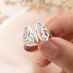 Personlig monogramring i retrostil med 1-3 initialer Smykkesmykker Morsdag Jubileum Bursdagsgave til par Kvinner Venn