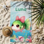 Personalizowany ręcznik plażowy Mermaid Ocean Animals Quick Dry Oversized Beach Towel z imieniem Summer Party Travel Gift for Kids Ocean Lovers