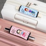 Personalized Floral Cartoon Character Luggage Handle Wrap with Name Set of 2 Travel Accessories Vacation Birthday Gift for Family Friends