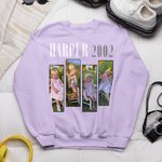 Personalized Retro 1-4 Photos Multicolor T-shirt Sweatshirt with Text and Birth Year Daily Wear Birthday Gift for Family Friends