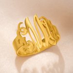Personlig monogramring i retrostil med 1-3 initialer Smykkesmykker Morsdag Jubileum Bursdagsgave til par Kvinner Venn