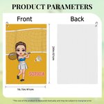 Personalized Tennis Badminton Pickleball Cartoon Character Waffle Sports Towel with Name Super Absorbent Game Day Birthday Gift for Ball Lovers