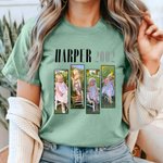 Personalized Retro 1-4 Photos Multicolor T-shirt Sweatshirt with Text and Birth Year Daily Wear Birthday Gift for Family Friends