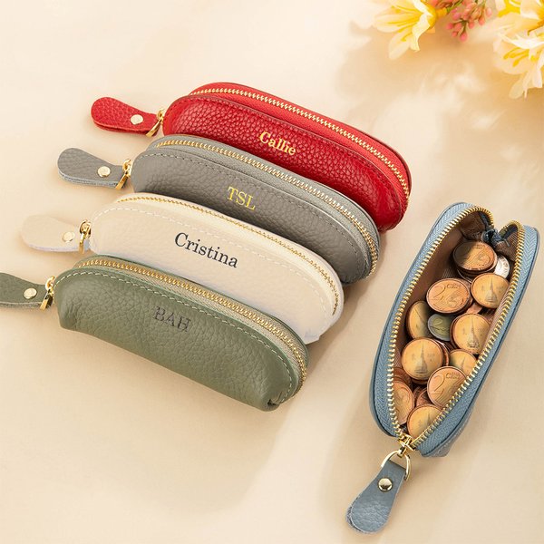 Borsa piccola personalizzata con nome, in pelle multicolore, accessorio per viaggio - Regalo ideale di compleanno e festa della mamma per donne