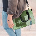 Personalized Leopard Print Cartoon Medical Character PU Leather Tote Bag with Name Nurse Week Birthday Gift for Medical Assistant Nurse Doctor