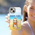 Etui de téléphone personnalisé pour femme avec nom, anniversaire, fête des mères, livre de dessins animés, fille, été, bord de mer