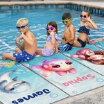 Personalizowany ręcznik plażowy Mermaid Ocean Animals Quick Dry Oversized Beach Towel z imieniem Summer Party Travel Gift for Kids Ocean Lovers