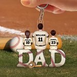 Spersonalizowany brelok akrylowy dla taty i 1-4 dzieci z imionami i numerami na Dzień Ojca Prezent urodzinowy dla taty Miłośnicy baseballu Gracze