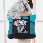 Personalized Watercolor or Jungle Elephant Design Waterproof Mesh Tote Bag with Name Travel Accessories Birthday Gift for Women Elephant Lovers