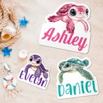 Personalized Cartoon Sea Turtle Fridge Magnet with Name Home Decor Birthday Anniversary Travel Gift for Family Friends