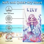 Personalized Fantasy Mermaid Quick Dry Oversized Microfiber Beach Towel with Name Vacation Beach Travel Accessories Birthday Gift for Girls Kids