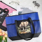 Personalized Watercolor or Jungle Elephant Design Waterproof Mesh Tote Bag with Name Travel Accessories Birthday Gift for Women Elephant Lovers