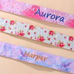 Personalized Embroidery Pink Flower Fantasy Butterfly Canvas Belt with Name and Adjustable Buckle Birthday Gift for Women Girls