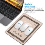 Tapis de Souris Multicolore Personnalisé avec Fleur Nom et Date Style de Timbre Vintage Accessoire de Bureau Cadeau Anniversaire pour Femme Collègue