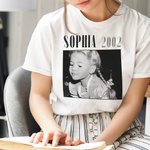 Personalized Retro 1-4 Photos Multicolor T-shirt Sweatshirt with Text and Birth Year Daily Wear Birthday Gift for Family Friends