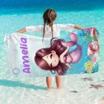 Personalizowany ręcznik plażowy Mermaid Ocean Animals Quick Dry Oversized Beach Towel z imieniem Summer Party Travel Gift for Kids Ocean Lovers
