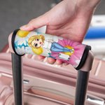 Personalized Colourful Floral Stripes Cartoon Character Luggage Handle Wrap with Name Set of 2 Travel Accessories Birthday Gift for Family Kids