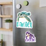 Personalized Cartoon Sea Turtle Fridge Magnet with Name Home Decor Birthday Anniversary Travel Gift for Family Friends