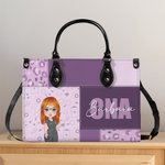 Personalized Leopard Print Cartoon Medical Character PU Leather Tote Bag with Name Nurse Week Birthday Gift for Medical Assistant Nurse Doctor