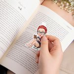 Segnalibro magnetico personalizzato con nome e personaggio in stile cartone animato - Regalo di compleanno per donne, uomini e ragazzi