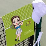 Personalized Tennis Badminton Pickleball Cartoon Character Waffle Sports Towel with Name Super Absorbent Game Day Birthday Gift for Ball Lovers