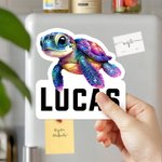 Personalized Cartoon Sea Turtle Fridge Magnet with Name Home Decor Birthday Anniversary Travel Gift for Family Friends