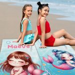 Personalizowany ręcznik plażowy Mermaid Ocean Animals Quick Dry Oversized Beach Towel z imieniem Summer Party Travel Gift for Kids Ocean Lovers