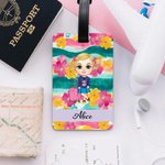 Etiquette de bagage personnalisée en forme de personnage de dessin animé pour les vacances d'été avec nom Cadeau d'anniversaire pour la famille et les amis
