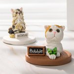 Personalized Handmade Lifelike Pet Dog Cat Photo Portrait Clue Statue with Text and Base Desk Decor Memorial Gift for Pet Lovers